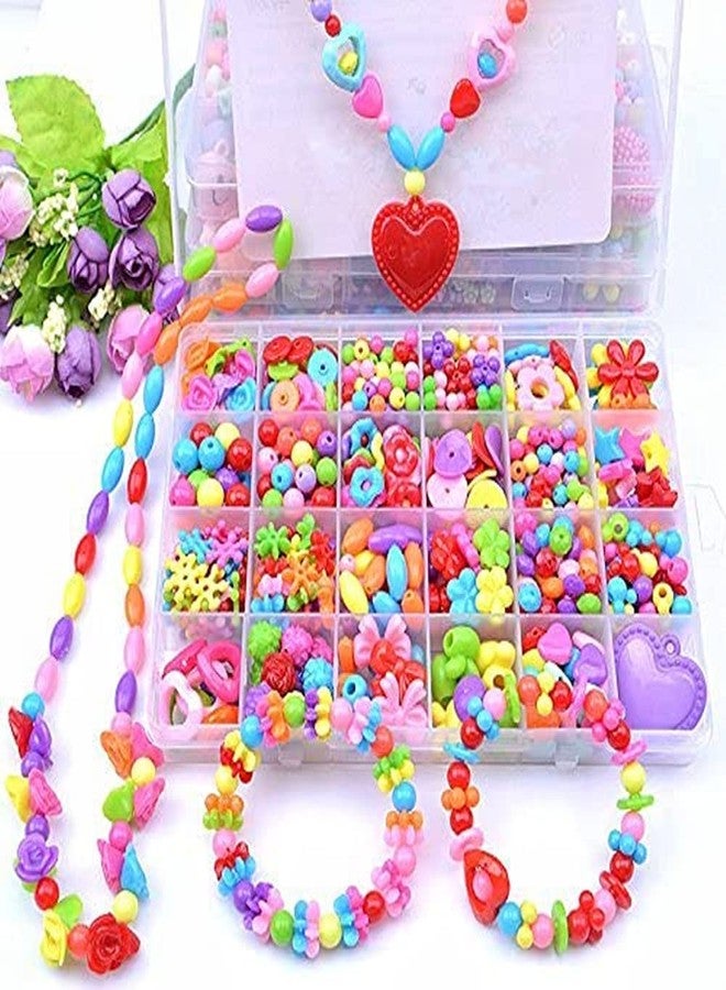 KBZONE Jewellery Crafts for Kids Girls, Jewelry Making Kit Toy Different Types and Shapes Colorful Acrylic Beads in a Box for Children Necklace and Bracelet Crafts Gift Kit for Kids, Multicolor - Image 1